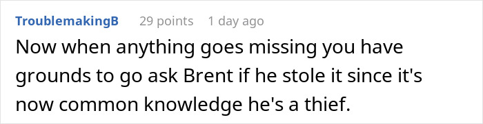 Comment discussing a coworker stealing spicy lunch and being accused of poisoning, shared in an online forum. Comment discussing a coworker stealing spicy lunch and being accused of poisoning, shared in an online forum.