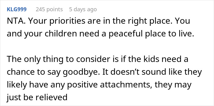 Screenshot of an online comment supporting a dad desperate to restore peace at home with a strategic break-up plan. Screenshot of an online comment supporting a dad desperate to restore peace at home with a strategic break-up plan.