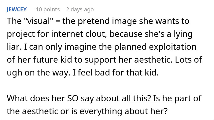 Comment discussing refusing to lend a dog for an aesthetic maternity shoot and concerns about exploitation. Comment discussing refusing to lend a dog for an aesthetic maternity shoot and concerns about exploitation.