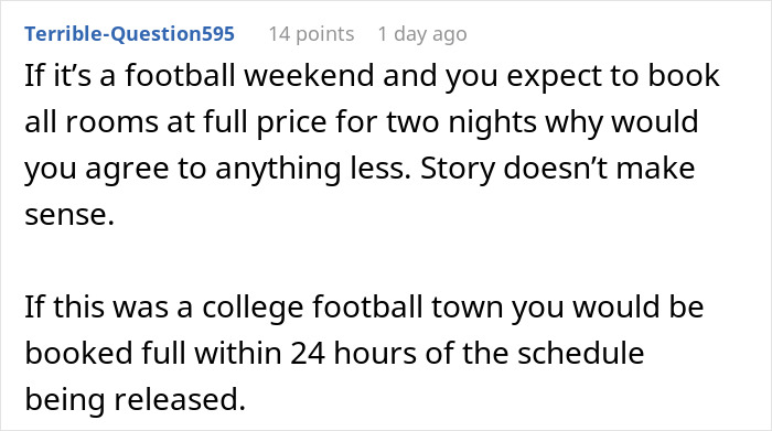 Comment on hotel booking and pricing during busy weekends, discussing entitlement and negotiating discounts for events. Comment on hotel booking and pricing during busy weekends, discussing entitlement and negotiating discounts for events.