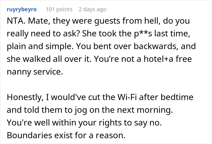 Screenshot of a Reddit comment about a man not prepared to deal with SIL&rsquo;s kid, offering to pay for a hotel.