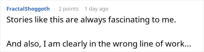 Comment from a user reacting to an influencer marketing coworker&rsquo;s story, expressing fascination and self-reflection.