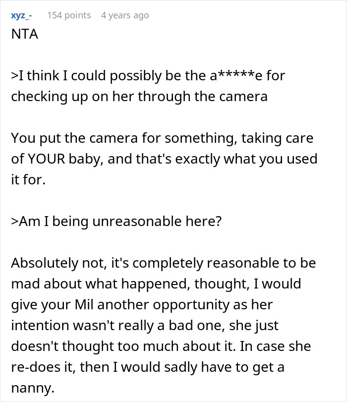 Text excerpt discussing a mother-in-law caught trying to breastfeed a baby, with the mom furious and seeking advice.
