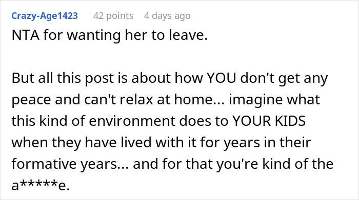 Comment discussing a dad desperate to restore peace at home, impacted by lack of calm and planning a strategic break-up. Comment discussing a dad desperate to restore peace at home, impacted by lack of calm and planning a strategic break-up.