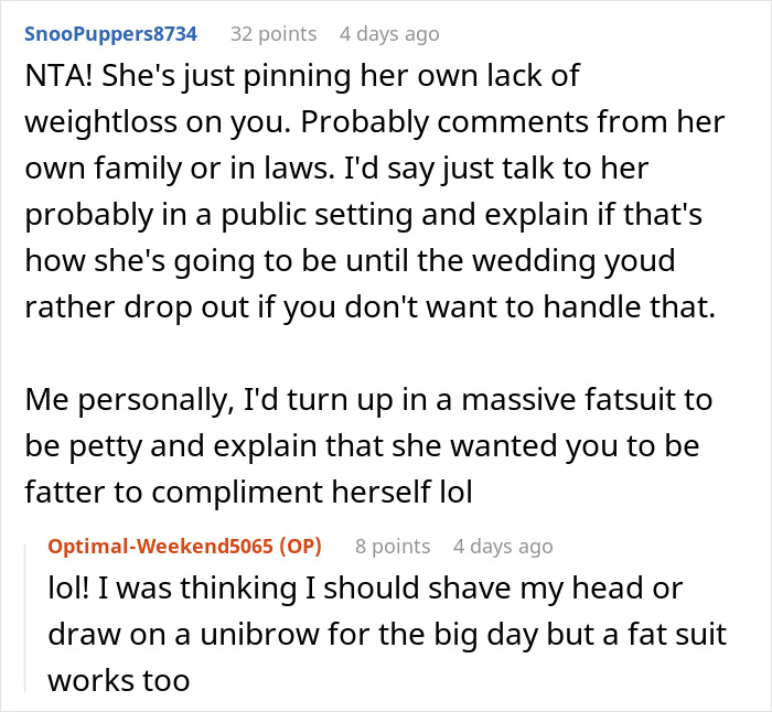 "I Was So Confused And Shocked": Woman Called Selfish By Bride Because She Lost Some Weight "I Was So Confused And Shocked": Woman Called Selfish By Bride Because She Lost Some Weight