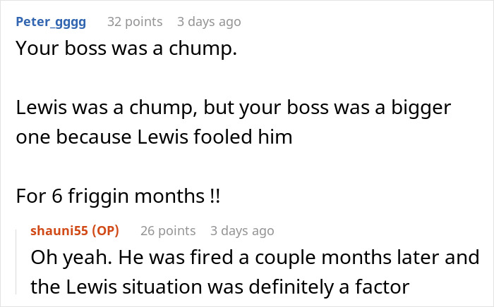 Screenshot of a Reddit conversation about an influencer marketing coworker who lived a lie and it fell apart.