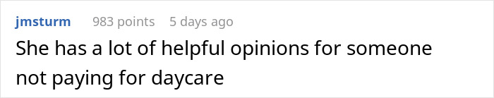 Comment about woman offering free babysitting to SIL, regretting it after kid causes chaos, with 983 points. Comment about woman offering free babysitting to SIL, regretting it after kid causes chaos, with 983 points.