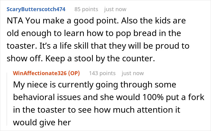 Man lets sister and her kids move in, playing chef for her kids while she sleeps till noon in a family kitchen discussion.