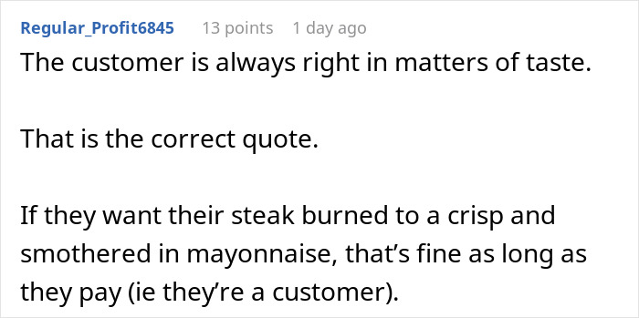 Text post discussing customer service opinions, focusing on the phrase entitled lawyer harasses hotelier for discounts. Text post discussing customer service opinions, focusing on the phrase entitled lawyer harasses hotelier for discounts.