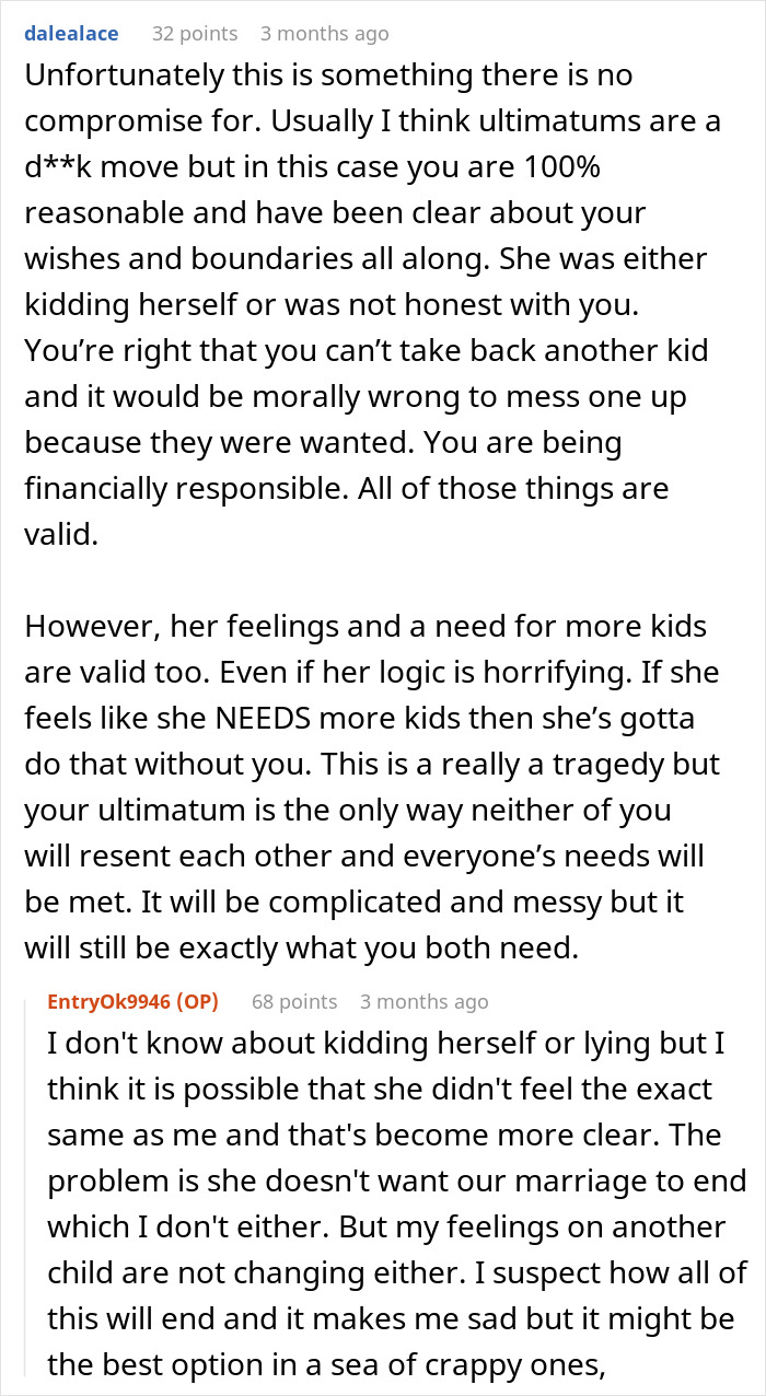 Discussion about wife obsessed with having more kids facing a choice between marriage or a third child. Discussion about wife obsessed with having more kids facing a choice between marriage or a third child.