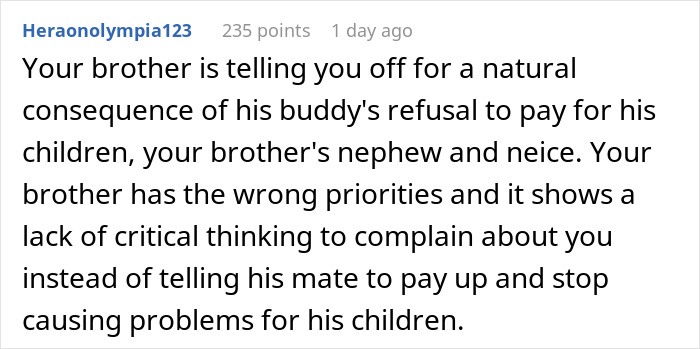 Commenter discussing a woman&rsquo;s action leaving deadbeat ex stranded at airport after passport revoked.