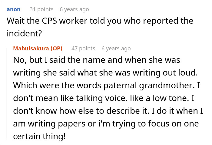 Text exchange discussing CPS worker revealing report details after MIL reported mom to CPS during lice outbreak.