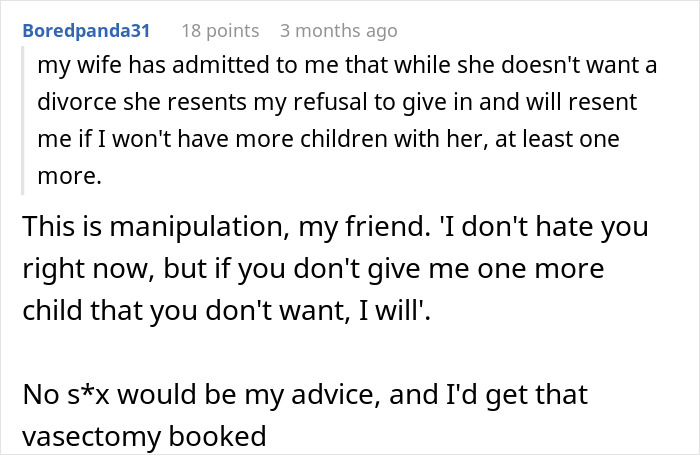 Man shares story of wife obsessed with having more kids, facing a choice between marriage or a third child. Man shares story of wife obsessed with having more kids, facing a choice between marriage or a third child.