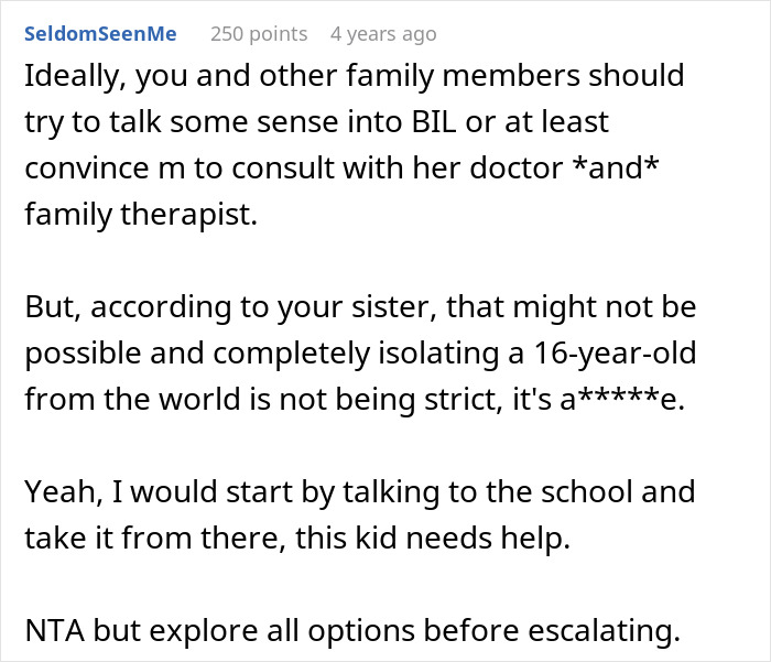 Screenshot of online advice forum discussion about debating calling CPS after learning about niece&rsquo;s difficult home life.