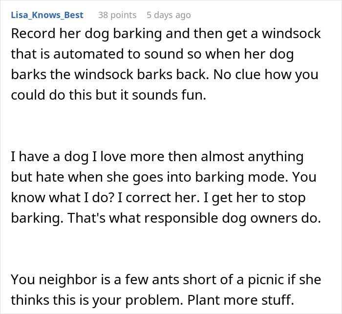 Neighborhood drama over barking dog blamed on garden next door sparks heated online discussion among neighbors. Neighborhood drama over barking dog blamed on garden next door sparks heated online discussion among neighbors.