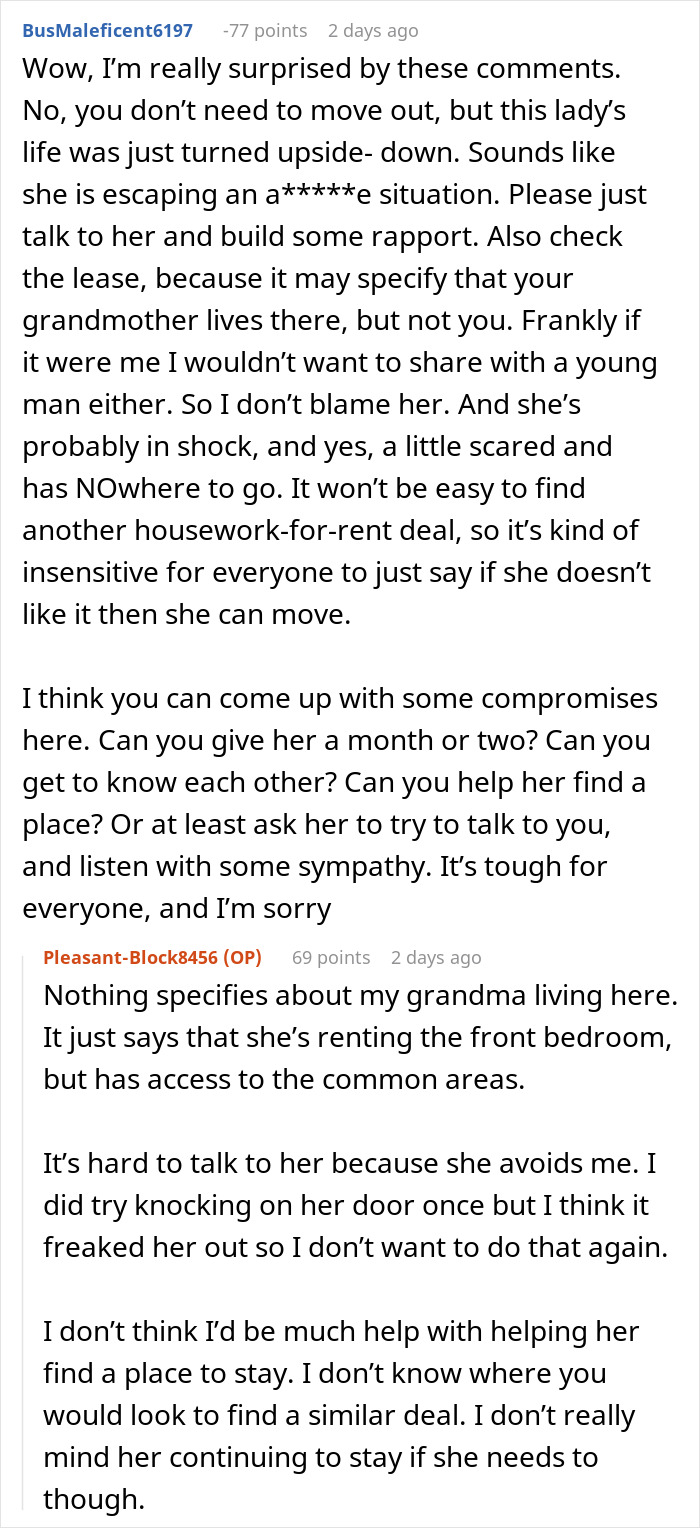 Reddit comments discussing tenant fears after a man inherits a house and makes living conditions tense.