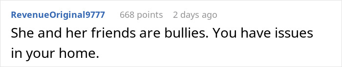 Comment text on a white background discussing issues about enforcing basic boundaries on a daughter's sleepover. Comment text on a white background discussing issues about enforcing basic boundaries on a daughter's sleepover.