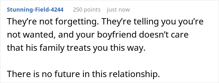 Comment highlighting the boyfriend&rsquo;s family putting bacon in everything despite the author being Jewish, indicating relationship issues.