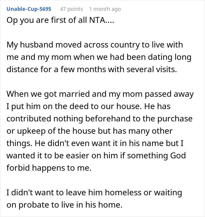 Text excerpt from a woman at crossroads after partner of 10 years wants to buy a house only for him.