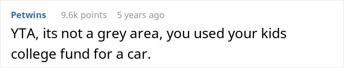 Comment on Reddit discussing a man buying a 1972 Ford Bronco by deceiving his postpartum wife.