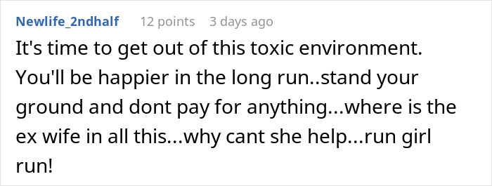 Comment discussing responses and emotions about paying for stepson’s surgery in a tense family situation. Comment discussing responses and emotions about paying for stepson’s surgery in a tense family situation.