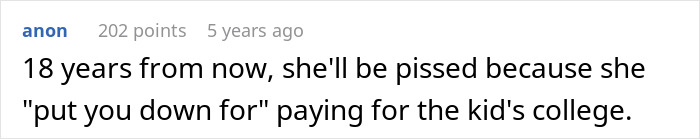 Text post showing a comment about paying for a kid's college and frustration with emergency contact refusal.