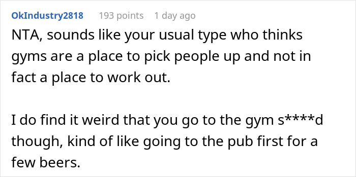 Comment on gym etiquette about woman not here to make friends and man trying to fist bump anyway