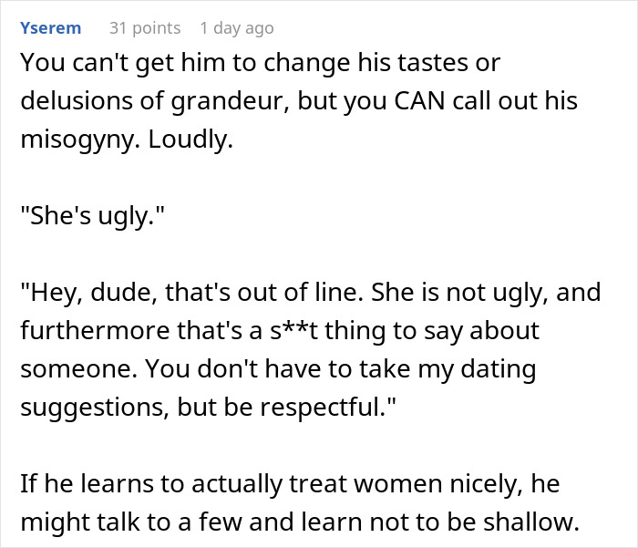 Alt text: Man wants to date influencer-like women, friend gives reality check on respect and shallow dating views. Alt text: Man wants to date influencer-like women, friend gives reality check on respect and shallow dating views.