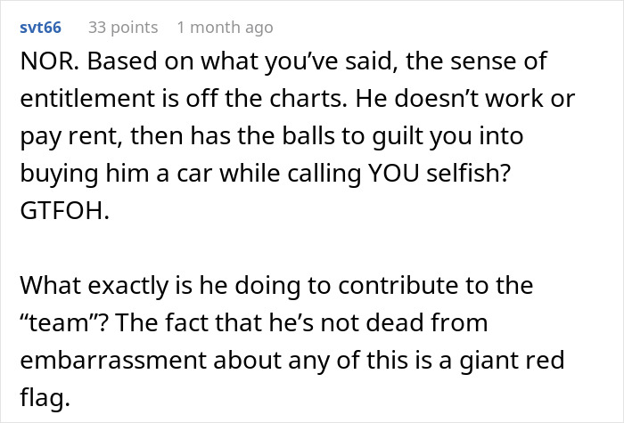 Jobless man expects provider girlfriend to share her $20K win and demands a car, causing conflict over entitlement.