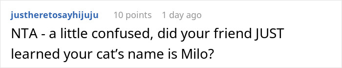 Screenshot of an online comment asking if a friend just learned the cat’s name, related to friend claims cat name newborn. Screenshot of an online comment asking if a friend just learned the cat’s name, related to friend claims cat name newborn.