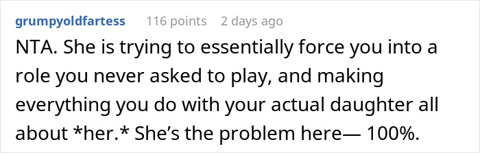 Screenshot of a Reddit comment discussing relationship conflicts between daughter-in-law and mother-in-law dynamics.
