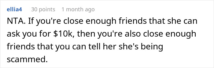 Comment discussing a woman warning her coworker about a romance scam and receiving the silent treatment. Comment discussing a woman warning her coworker about a romance scam and receiving the silent treatment.