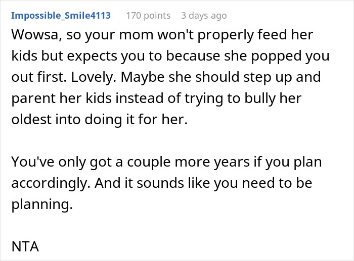 Alt text: Mom guilt-trips son preparing lunch only for himself while siblings go without, highlighting family tension over chores.