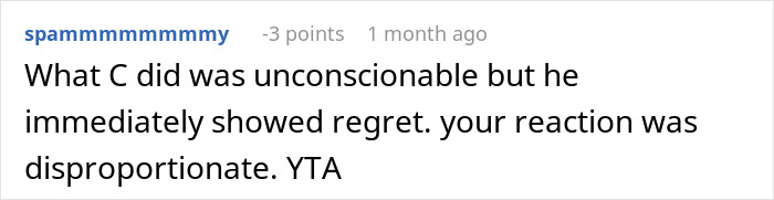 Screenshot of a comment discussing a friend slipping bone broth into a meat-allergic woman&rsquo;s soup mistakenly.