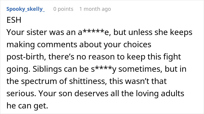 Comment on family feud over surrogacy, highlighting misogyny accusation and brother banning sister from seeing his son.