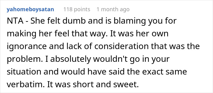 Reddit comment discussing a woman blunt about why she can’t travel with a friend, sparking accusations of embarrassment. Reddit comment discussing a woman blunt about why she can’t travel with a friend, sparking accusations of embarrassment.