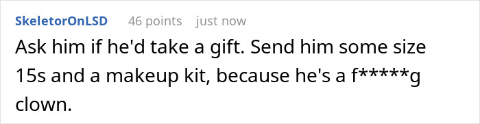 Screenshot of a Reddit comment showing a user mocking someone trying to cash in on a job found through a friend.