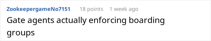 Passenger who cuts cue at plane gate is promptly put back in line by gate agents enforcing boarding groups. Passenger who cuts cue at plane gate is promptly put back in line by gate agents enforcing boarding groups.