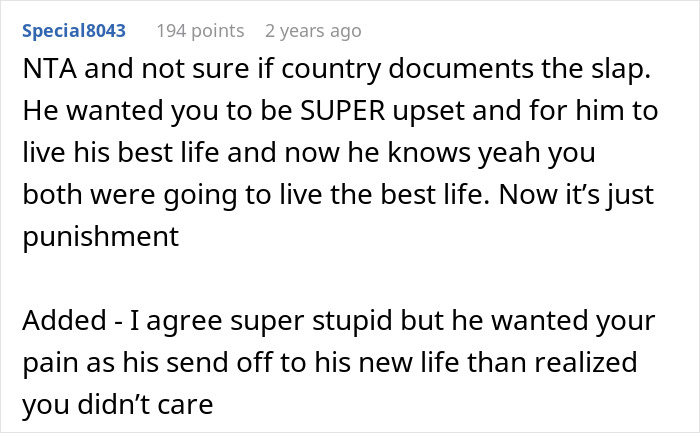 Reddit comment discussing a man asking for divorce and being upset his wife can joke about the situation right after. Reddit comment discussing a man asking for divorce and being upset his wife can joke about the situation right after.
