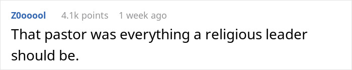 Screenshot of an online comment praising a pastor, related to best friend of late man, secret babies, and memorial plans drama.