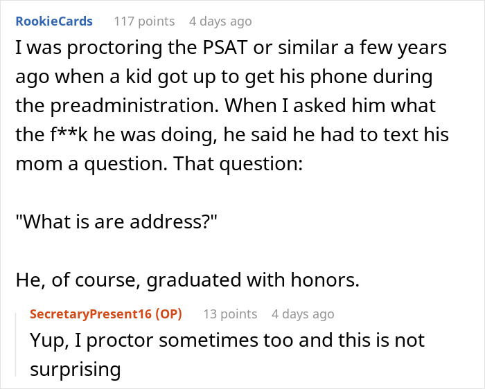 Reddit post illustrating high schoolers' lack of knowledge about their own address, highlighting education concerns. Reddit post illustrating high schoolers' lack of knowledge about their own address, highlighting education concerns.