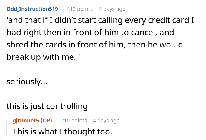 Screenshot of a Reddit conversation about a man furious after his girlfriend let him break up due to Excel document issues. Screenshot of a Reddit conversation about a man furious after his girlfriend let him break up due to Excel document issues.