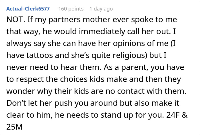 Comment discussing a woman called a downgrade by boyfriend&rsquo;s mom, compared to his classy ex, expressing shock and advice.