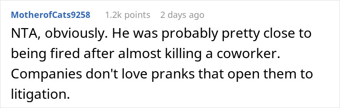 Screenshot of a Reddit comment discussing a prank that caused panic and led to revenge between a man and his girlfriend&rsquo;s sister.