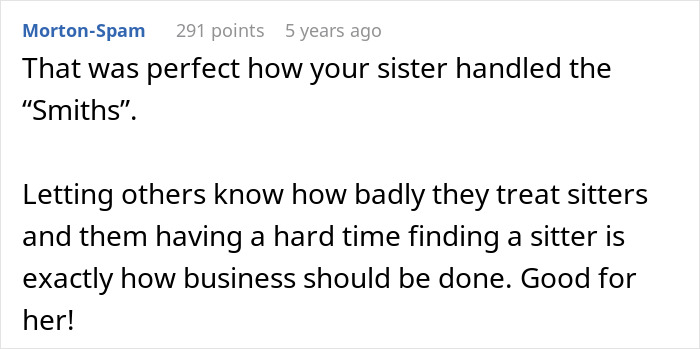 Comment text on Reddit praising how a religious couple treated their babysitter and the family's Bible-based revenge plan. Comment text on Reddit praising how a religious couple treated their babysitter and the family's Bible-based revenge plan.