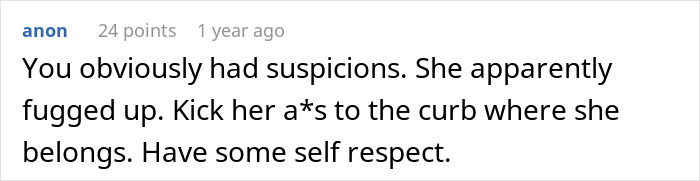 Comment on a forum page expressing shock and anger over what a private investigator found about a partner.