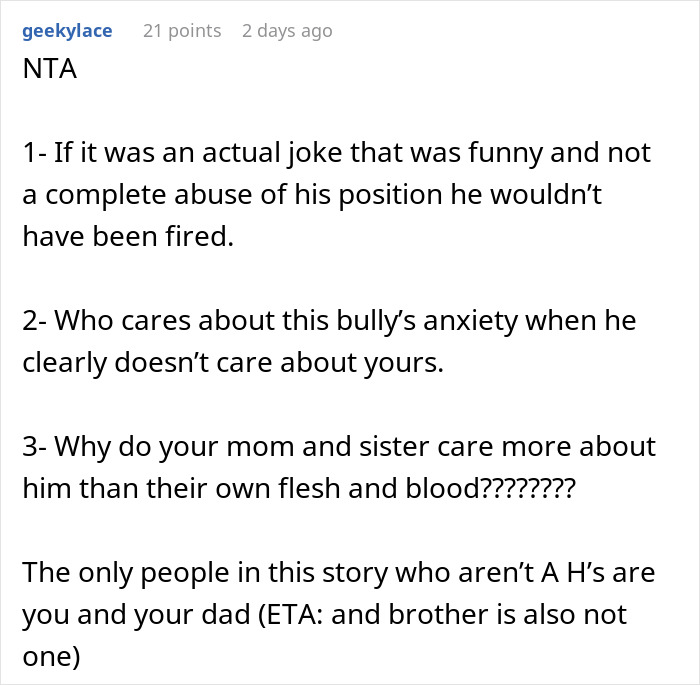 Screenshot of a Reddit comment discussing a prank that caused panic and led to revenge between siblings.