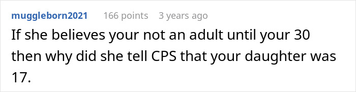 Screenshot of a social media comment discussing a woman calling CPS on her daughter&rsquo;s ex-husband over a tattoo issue.