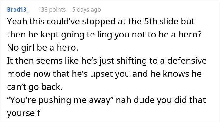 Screenshot of a Reddit comment discussing a guy losing control after his girlfriend confronts two men trying to kidnap a drunk girl. Screenshot of a Reddit comment discussing a guy losing control after his girlfriend confronts two men trying to kidnap a drunk girl.
