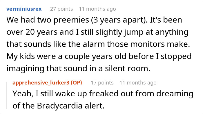 Comments discussing the lasting impact of NICU alarms on parents of preemie babies and their experiences. Comments discussing the lasting impact of NICU alarms on parents of preemie babies and their experiences.